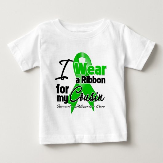 私は従兄弟に衣服リボンを緑に塗る ベビーTシャツ (正面)