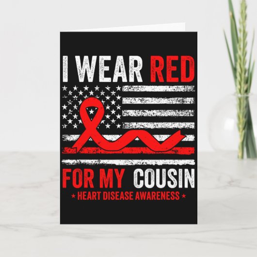 私は従兄弟の心臓病啓発のために赤を着る U カード (正面)