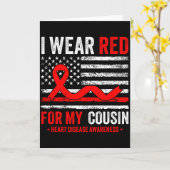 私は従兄弟の心臓病啓発のために赤を着る U カード (黄色い花)