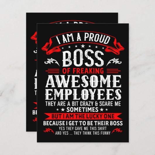 私は従業員誇りを持ったFuの素晴らしボス エンクロージャーカード (正面/裏面)