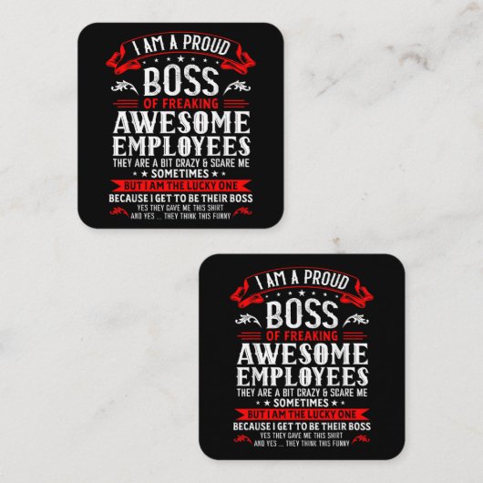 私は従業員誇りを持ったFuの素晴らしボス スクエア名刺 (正面/裏面)