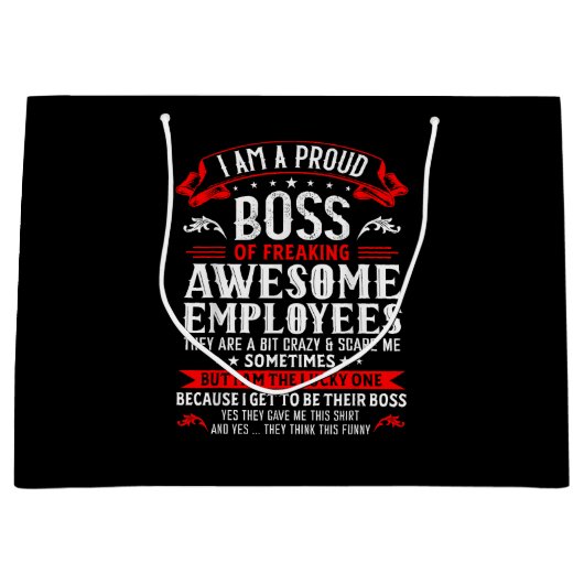 私は従業員誇りを持ったFuの素晴らしボス ラージペーパーバッグ (正面)