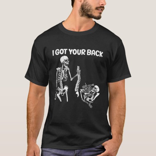 私は得あなたの背おもしろい骨格ハロウィーンの衣装 Tシャツ (正面)