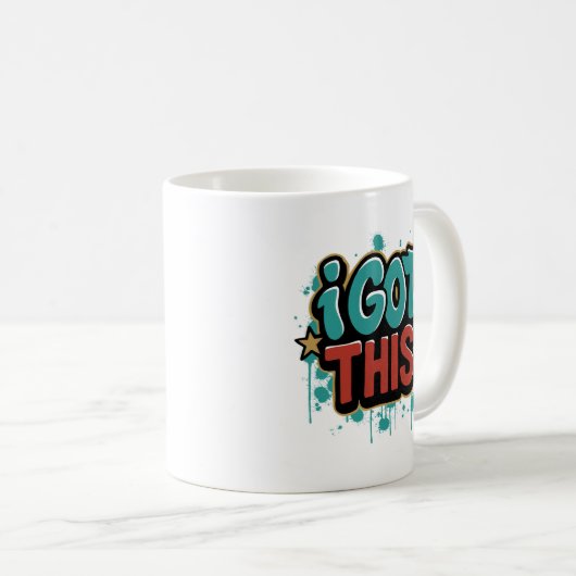 私は得このグラフィティスタイルやる気を起こさせるタイポグラフィ コーヒーマグカップ (正面右)