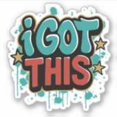 私は得このグラフィティスタイルやる気を起こさせるタイポグラフィ シール (正面)