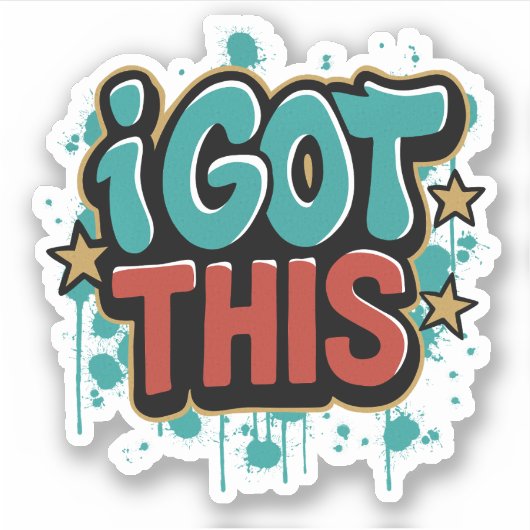 私は得このグラフィティスタイルやる気を起こさせるタイポグラフィ シール (正面)