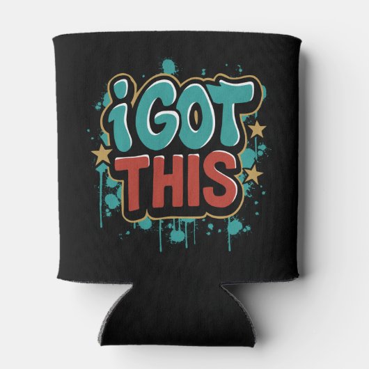 私は得このグラフィティスタイルやる気を起こさせるタイポグラフィ 缶クーラー (裏面)