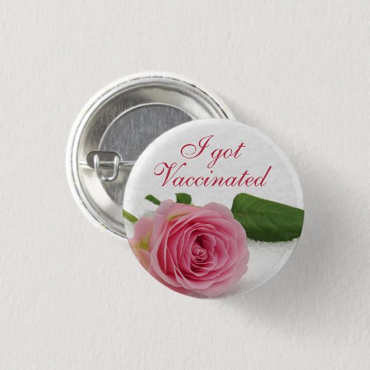 私は得ピンクのバラのフローラの予防接種を受け結婚た 缶バッジ (正面&裏面)