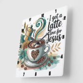 私は得ラテのイエス様を愛する スクエア壁時計 (傾斜)