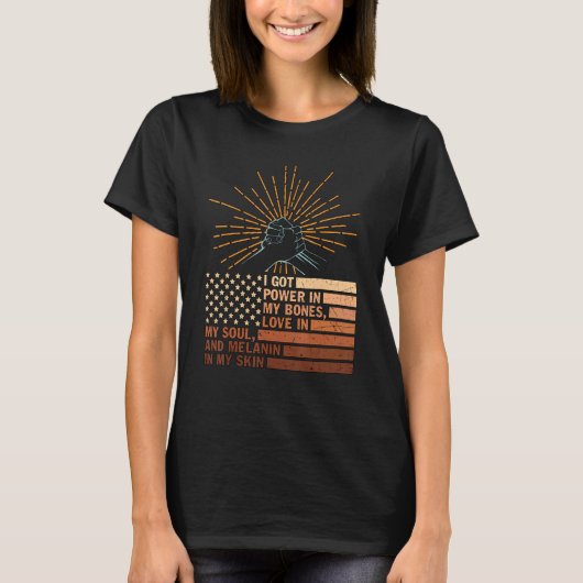 私は得心とメラニを愛する心の中で力を持つ Tシャツ (正面)