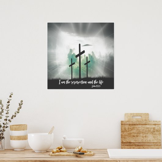 私は復活と生命の聖句である ポスター (キッチン)