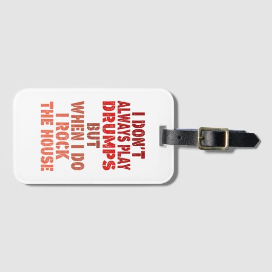 私は必ずしもドラム遊レトロおもしろいサンセットドラムではない ラゲッジタグ (正面横)