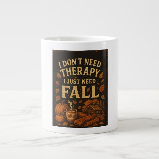 私は必要ないセラピー、私は単に秋 ジャンボコーヒーマグカップ (正面)