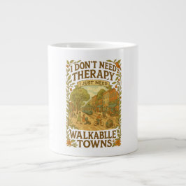 私は必要ないセラピー、私は歩くことができる町が必要 ジャンボコーヒーマグカップ