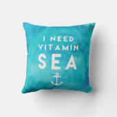 私は必要ビタミン海ティール(緑がかった色)水の色の引用文 クッション (裏面)