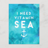 私は必要ビタミン海ティール(緑がかった色)水の色の引用文 ポストカード (正面)