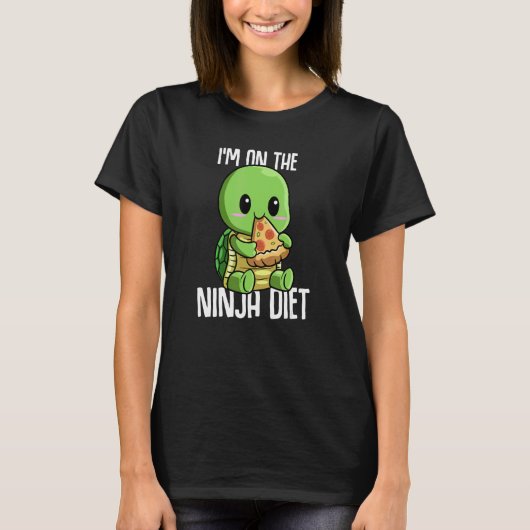 私は忍者ダイエットカメ食べのピザギーク Tシャツ (正面)