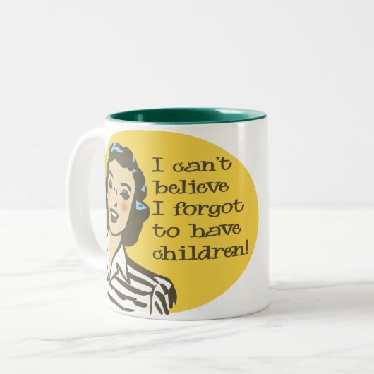 私は忘れました子供がいるために私を信じることができません ツートーンマグカップ (正面左)
