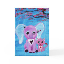 私は忘れピンクの象の猫のさくらんぼの花のアート