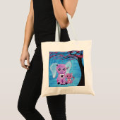 私は忘れピンクの象の猫のさくらんぼの花のアート トートバッグ (正面(商品))