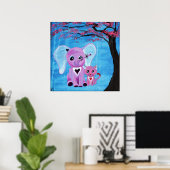 私は忘れピンクの象の猫のさくらんぼの花のアート ポスター (ホームオフィス)