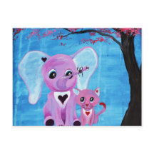 私は忘れピンクの象の猫のさくらんぼの花のアート