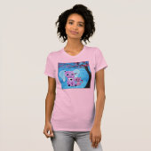 私は忘れピンクの象の猫のさくらんぼの花のアート Tシャツ (正面フル)