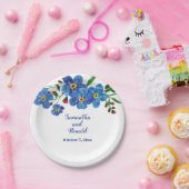 私は忘れブルーフローラ水色の結婚紙 ペーパープレート (パーティー)