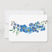 私は忘れブルーフローラ水色ウェディングRSVP 出欠カード (裏面)