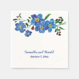 私は忘れブルーフローラ水色結婚の スタンダードカクテルナプキン