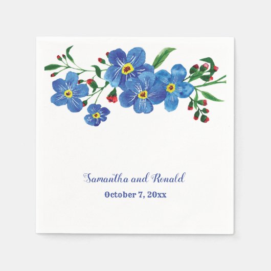 私は忘れブルーフローラ水色結婚の スタンダードカクテルナプキン (正面)