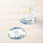 私は忘れブルーフローラ水色結婚の ラウンドペーパーコースター (インサイチュ)