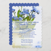 私は忘れブルーフローラ水色結婚の 招待状 (正面/裏面)