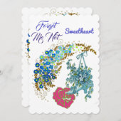 私は忘れ恋人ではないロマンチックなピンクのローズフローラ シーズンカード (正面/裏面)