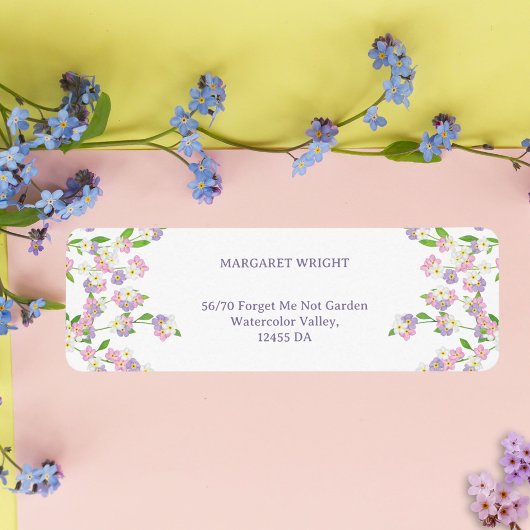 私は忘れ水の色のピンクと紫の結婚ない ラベル