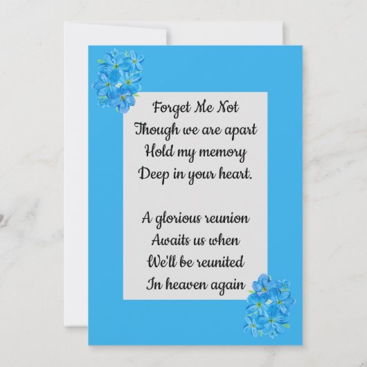 私は忘れ水色ではない写真詩記念カード 招待状 (裏面)