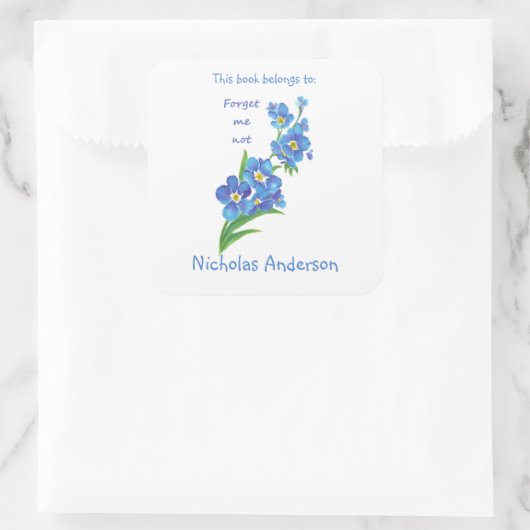 私は忘れ花の水の色のアート蔵書票 スクエアシール (バッグ)