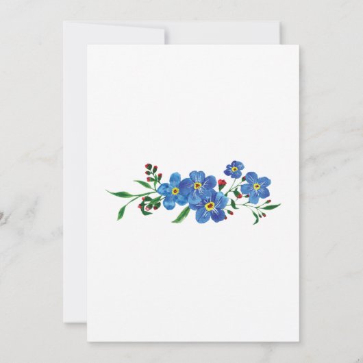 私は忘れ青いフローラの水の色の結婚Inviteではない 招待状 (裏面)