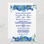 私は忘れ青いフローラの水の色の結婚Inviteではない 招待状 (正面/裏面)