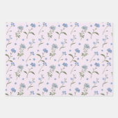 私は忘れ青いフローラ水の色の花 ラッピングペーパーシート (正面2)