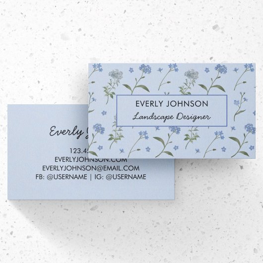 私は忘れ青いフローラ水の色 名刺