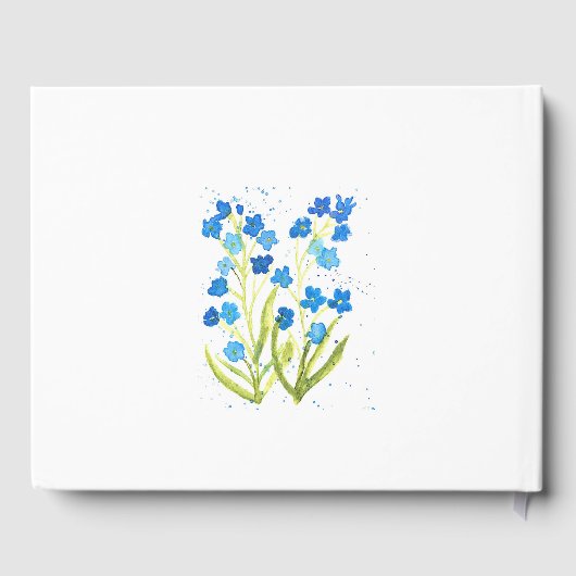 私は忘れ青い水の色のフローラ結婚の ゲストブック (裏面)