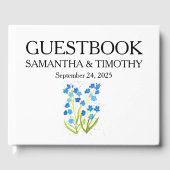 私は忘れ青い水の色のフローラ結婚の ゲストブック (正面)