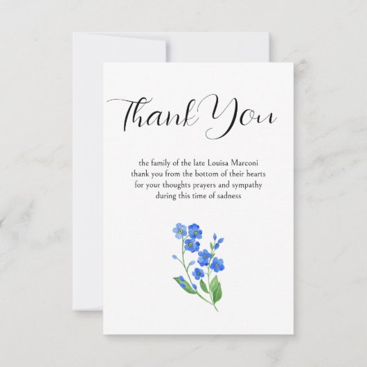 私は忘れ3枚愛の葬儀の写真思い出 サンキューカード (裏面)