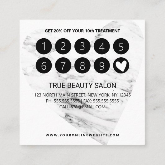 私は忠実なBabe金ゴールド大理石ハート顧客 ロイヤリティカード (裏面)