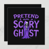 私は怖い幽霊 – 面白いハロウィーン 招待状 (正面/裏面)
