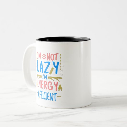 私は怠惰ではない、私はエネルギー効率のグラフィックおもしろいAである ツートーンマグカップ (正面左)