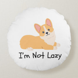 私は怠惰な犬のミームアクセント枕ではない ラウンドクッション