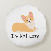 私は怠惰な犬のミームアクセント枕ではない ラウンドクッション (裏面)