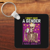 私は性別を持っていない私は不安を持っているバイナリでない キーホルダー (正面)
